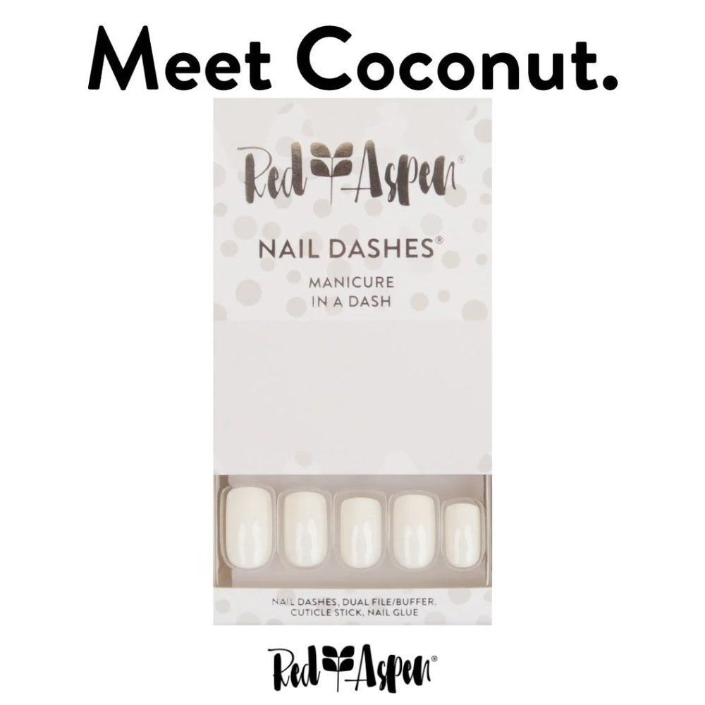 NIB Red Aspen "Coconut" Nail Dashes – Long Square Classic White